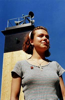 three of the young ladies reading out from the control posts lookout room